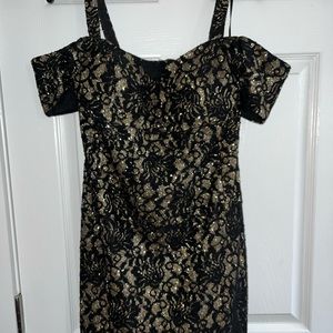 Black and Gold Gown with Sweep